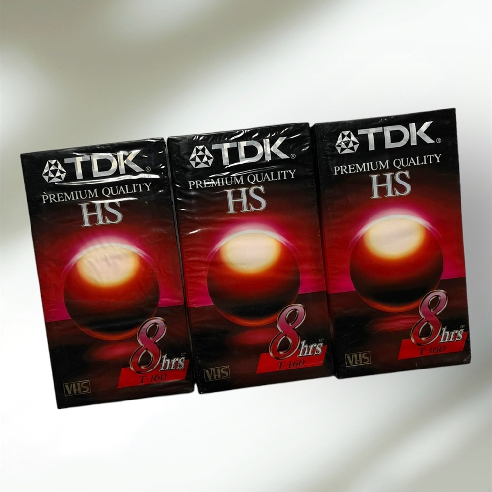 🟢5/$25  Bundle/3 TDK Premium Quality HS 8 Hour Blank VHS